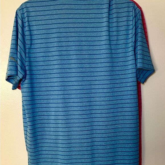 Puma Golf Rotation Blue Striped Men's Shirt - Picture 3 of 4